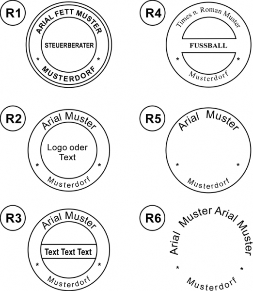 Textmustervorlage für Stempel